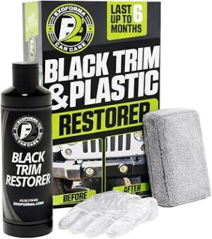 ExoForma Black Trim Restorer - Lasts 6+ Months, Dye Infused Waterproof Plastic Restorer for Cars - Perfect for Faded Bumpers, Trim & Vinyl on Jeeps, Truck Beds, Avalanches & ATVs | 4oz Kit
