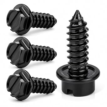Suspension Dudes License Plate Screws with Rustproof Finish (4-Pack, Black)