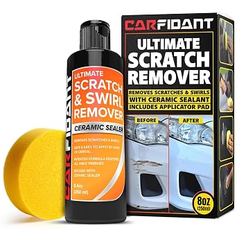 Carfidant Scratch Repair and Swirl Remover - Car Paint Scratch Remover & Restorer Kit with Buffer Pad - Polishing & Waxing Kits - Compound for Vehicles Paint Repair - 8.4 fl. Oz.