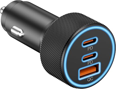 715dVAhI7qL._AC_SY355_.jpg Car Charger USB C, 3 Port 67W Dual USB-C & USB-A Car Phone Charger Adapter