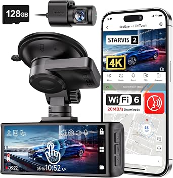 716yL7ENIjL._AC_SX342_.jpg REDTIGER 4K STARVIS 2 Dashcam Front Rear, 5GHz WiFi 20MB/s, Free 128GB Card