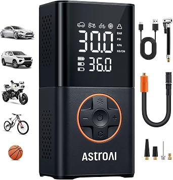 71E8Cc-0ctL._AC_SY355_.jpg AstroAI L7 Tire Inflator Portable Air Compressor,150 PSI Cordless Bike Pump