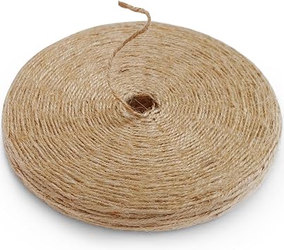 PerkHomy 600 Feet Natural Jute Twine Long Twine String for Crafts Gift Wrapping Packing Gardening Crochet Knitting Macrame Decor (Brown 600feet Flat)