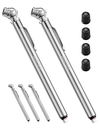 AstroAI Pencil Tire Pressure Gauge, 2 Pack 10-75 PSI Stainless Steel Body