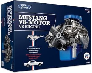Franzis 1965 Ford Mustang K-Code 289 V8 Engine Model Kit with Collector's Book - Updated 2023 Version