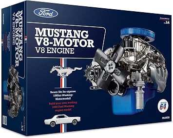 Franzis 1965 Ford Mustang K-Code 289 V8 Engine Model Kit with Collector's Book - Updated 2023 Version