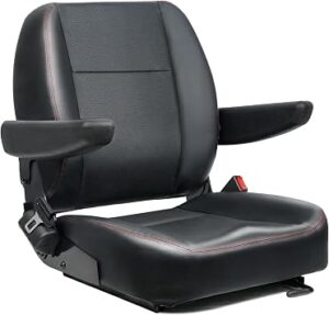 Universal Forklift Seat, Fold Down Tractor Seat with Adjustment Armrest, Safety Belt and Operator Position Switch, Excavator Skid Loader Backhoe Dozer Telehandler