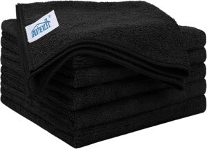 HOMEXCEL Black Microfiber Cleaning Cloth 6 Pack, 12.5 x 12.5 inch Microfiber Towels for Cars, Ultra Absorbent Car Washing Cloth, Lint Free Streak Free Cleaning Rags for Car, Kitchen, and Window