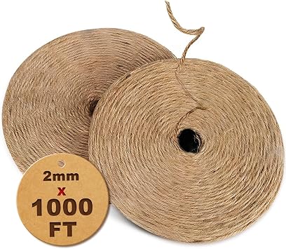 71mkRG6nZNL._AC_SY355_.jpg 1000FT Natural Jute Twine String Bulk Hemp Rope Cord for Crafts Gardening Gift Wrapping Wedding Décor Packing Material Burlap Ribbon Christmas Knitting Macrame Decoration (Brown 2mm* 1000ft)