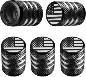 DECURCAR Tire Valve Stem Caps 5 Pack American Flag - Black