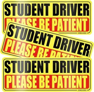 SINGARO Student Driver Magnet for Car - Please Be Patient, 3Pcs Magnetic Reflective Novice Sticker, New Driver Decal, Removable Exterior Car Accessories