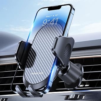 81ERIxogALL._AC_SX342_.jpg Miracase Phone Holders for Your Car with Metal Hook Clip, Air Vent Cell Phone Stand Car Mount, Universal Automobile Cradle for Garmin GPS Fit iPhone Android and All Smartphones, Dark Black