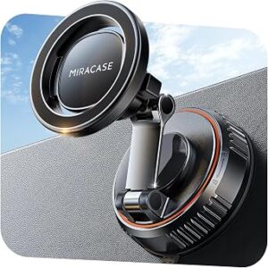 Miracase for MagSafe Car Mount[3800gf Strong Magnet & 90+LBS Suction Base]Magnetic Phone Holders for Your Car, 360° Adjustable Dash& Windshield Wall Mount with Adhesive Suction Cup for All Smartphones