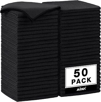 81RZv0e6nFL._AC_SY355_.jpg AIDEA Microfiber Cleaning Cloth Black 50PK, Cleaning Rags 12×12"