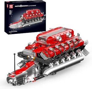 Mould King V12 Engine Model Kit that Runs, MOC Engineering Model Building Kit with Battery and Motor, 3472 PCS STEM Engineering Building Blocks for Adults
