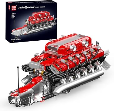 Mould King V12 Engine Model Kit that Runs, MOC Engineering Model Building Kit with Battery and Motor, 3472 PCS STEM Engineering Building Blocks for Adults