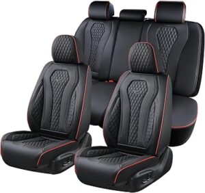 Coverado Automotive Seat Covers 5 Seats, Leather Seat Covers Fullset, Black Car Seat Covers, Luxury Car Seat Covers, Seat Cushion, Driver Seat Covers, Car Seat Protector Universal Fit Most Cars