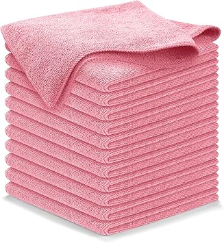 910xos5m3bL._AC_SY355_.jpg USANOOKS Microfiber Cleaning Cloth Light Pink - 12 Pcs 12.5"x12.5" - High Performance - 1200 Washes, Ultra Absorbent Towels Weave Grime & Liquid for Streak-Free Mirror Shine - Car Washing Cloth